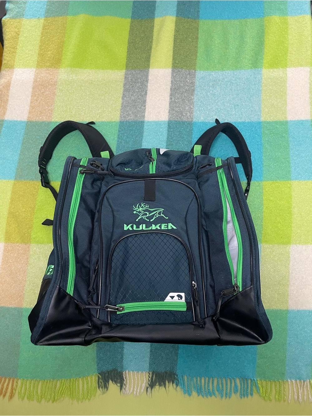 Kulkea Ski Boot Bag Snowboard Backpack Navy/Green Travel